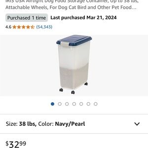 iris Navy & Pearl Pet Food Storage Bin with Wheels